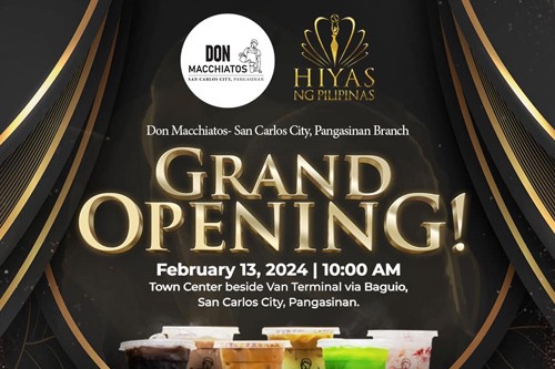 Hiyas ng Pilipinas Don Macchiatos branch in San Carlos City, Pangasinan, on February 13, 2024, at 10 AM in the Ground Floor San Carlos Town Center!
